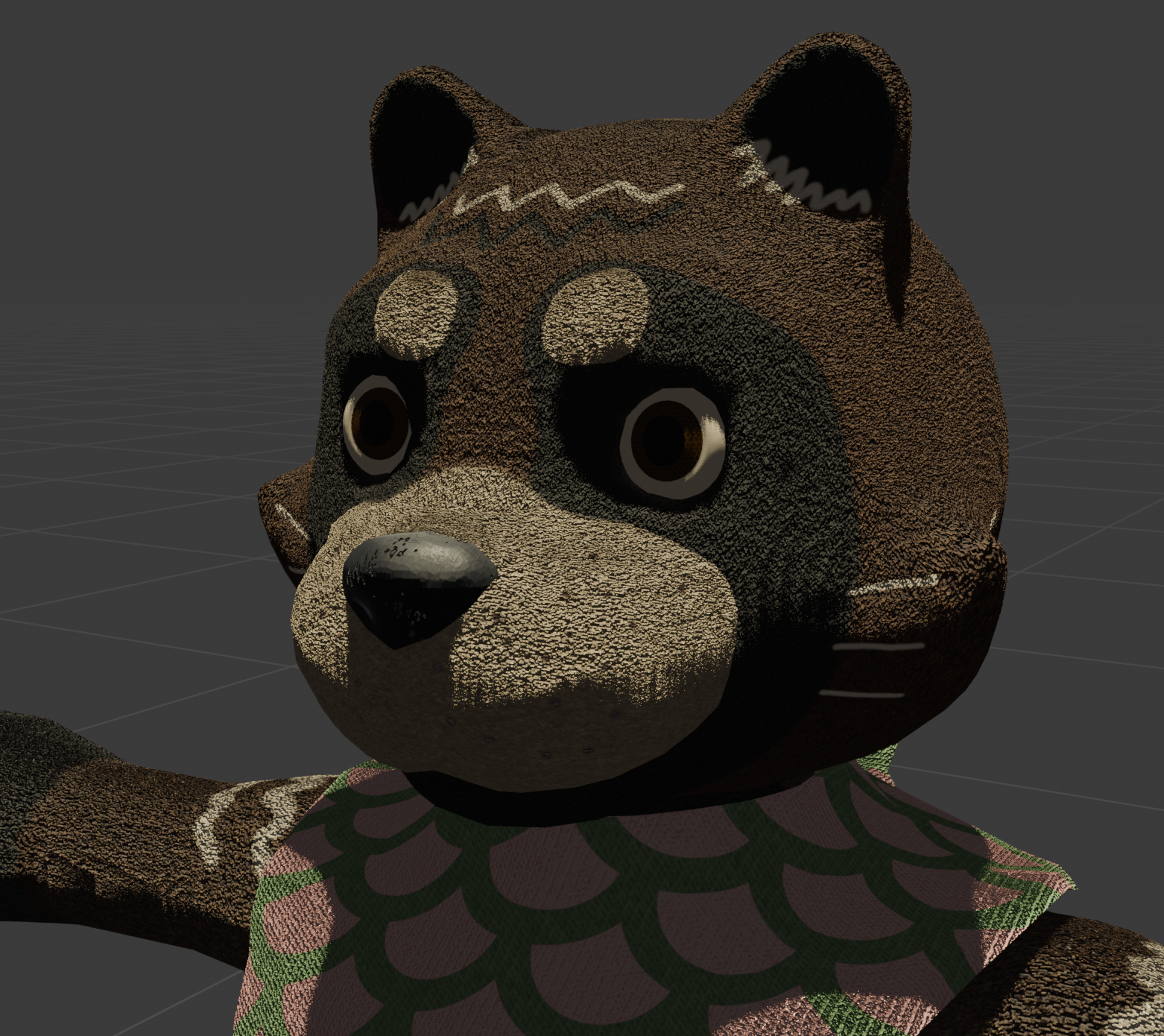 A Render Preview version of a tanuki model