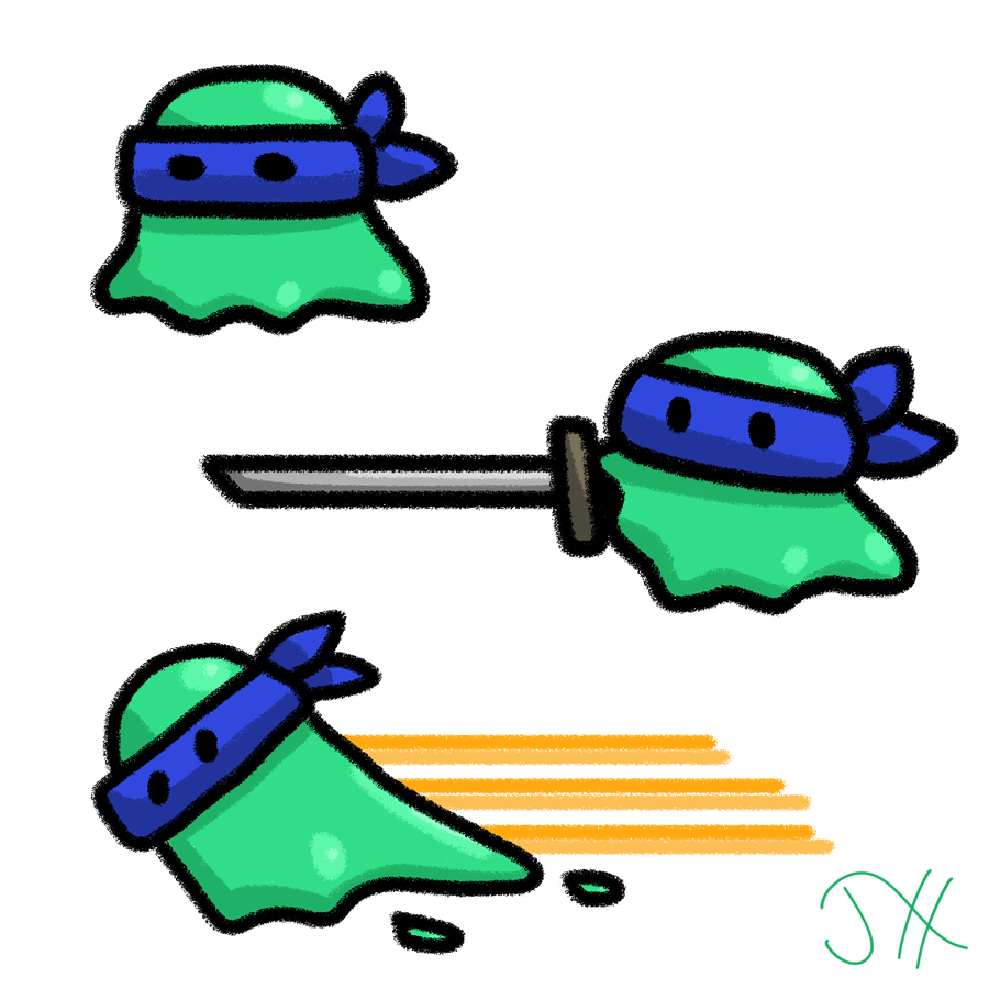 A green slime monster that's also a ninja.